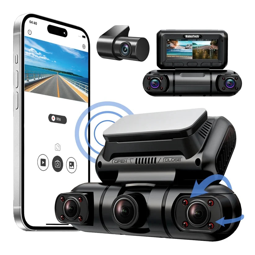 Ultimate 360° Dash Cam with 4 Channels, Microwave Radar Detection, and 1080P Clarity - Includes 128GB Storage!