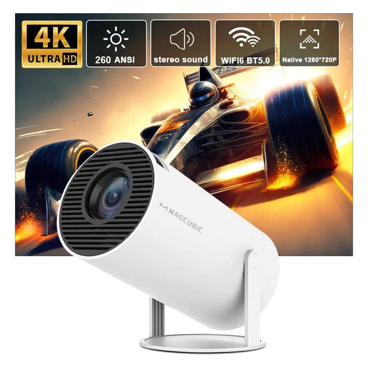 Mini Projector 4K Wifi6 Android 11 - HY300 Pro, 260 ANSI, Dual Wifi BT5.0, 1280x720P - Ultimate Home & Outdoor Cinema Experience