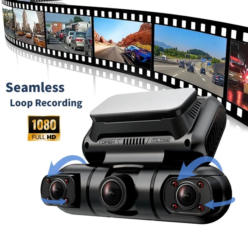 Ultimate 360° Dash Cam with 4 Channels, Microwave Radar Detection, and 1080P Clarity - Includes 128GB Storage!