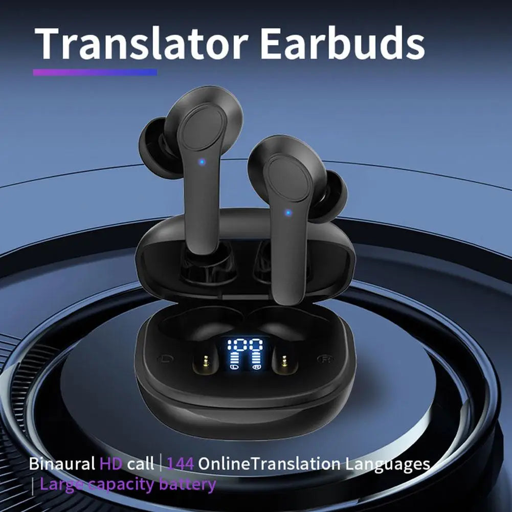 Portable Wireless Translation Headset with Real-time Display for Business Travel Meetings Music Player