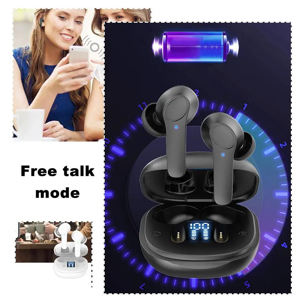 Portable Wireless Translation Headset with Real-time Display for Business Travel Meetings Music Player