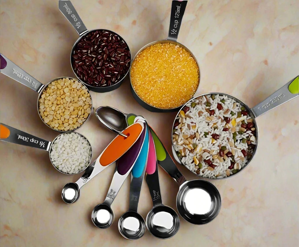 10 Pcs Food Grade Stainless Steel Measuring Spoon and Cup Set with Scale Baking Tool Kitchen Gadgets and Accessories